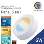 PLAFON LED 6W REDONDO 3 COLORES