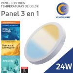 PLAFON LED 24W REDONDO 3 COLORES