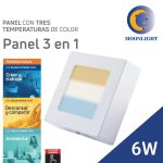 PLAFON LED 6W CUADRADO 3 COLORES