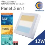 PLAFON LED 12W CUADRADO 3 COLORES