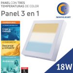 PLAFON LED 18W CUADRADO 3 COLORES
